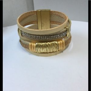 Five Strap Leather Bracelet with Magnetic Clasp